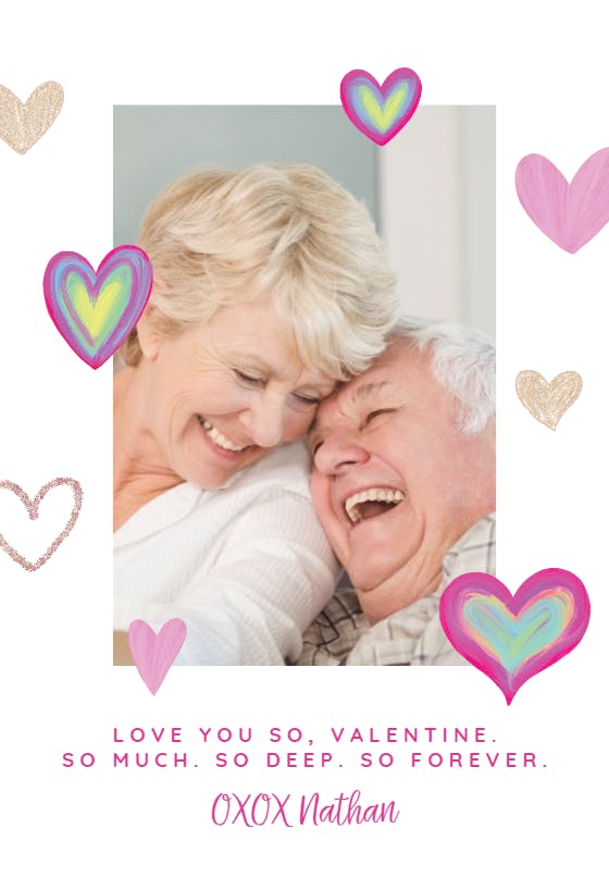 Pink shiny hearts - valentine's day card
