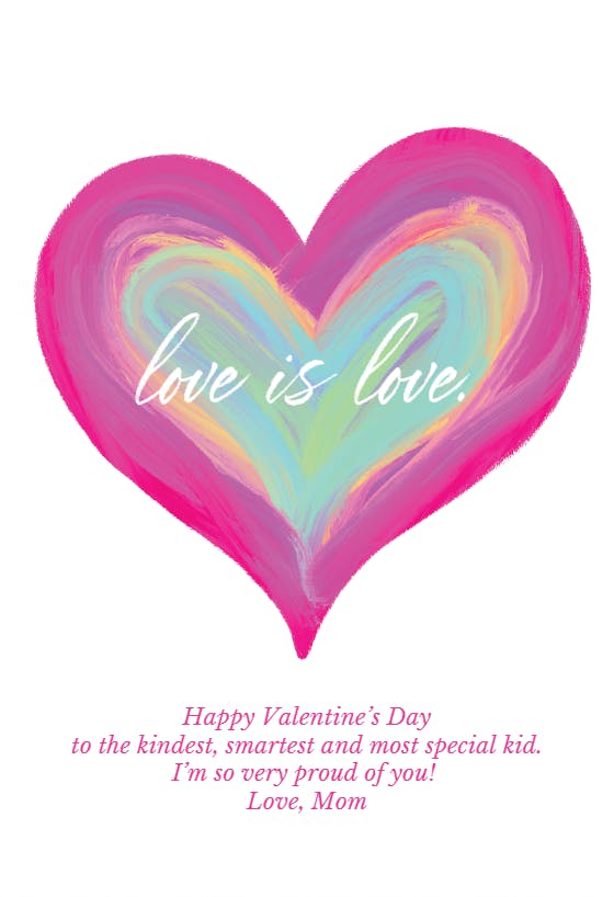 Pink rainbow heart - valentine's day card