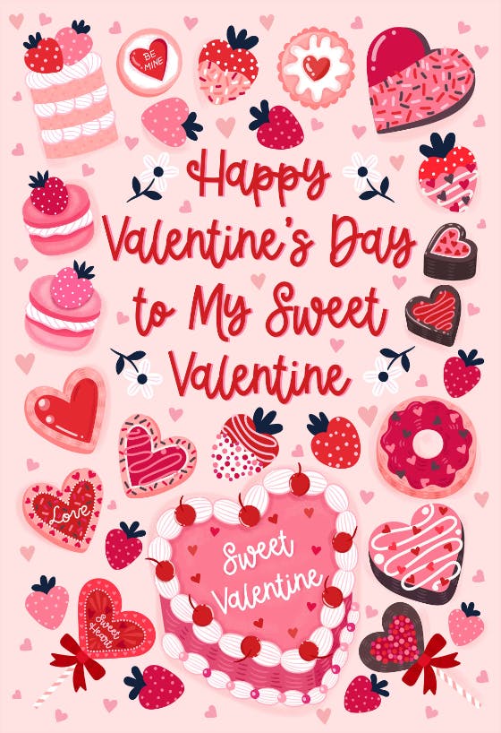 Sweet heart cakes -  tarjeta de san valentín
