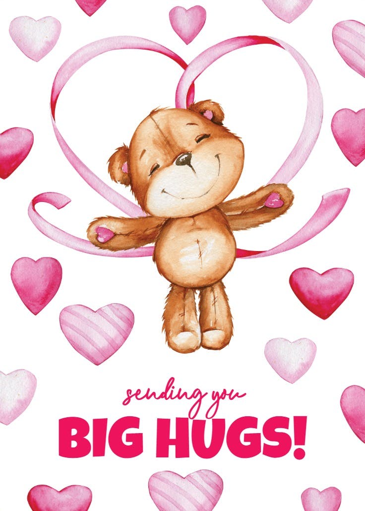 Teddy big hugs - valentine's day card