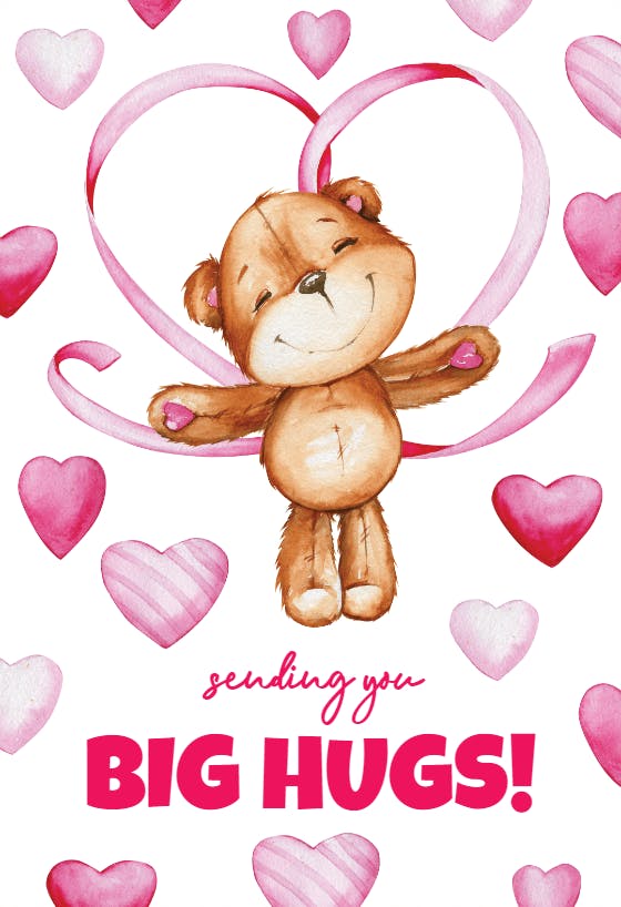 Teddy big hugs - valentine's day card