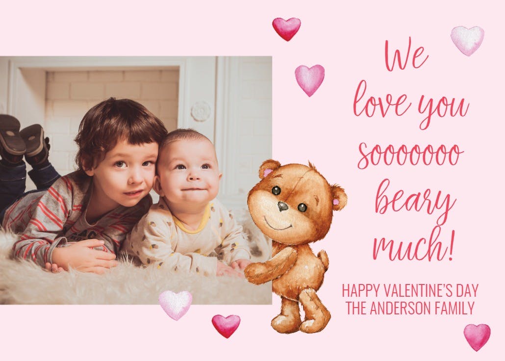 Teddy big hugs photo - valentine's day card