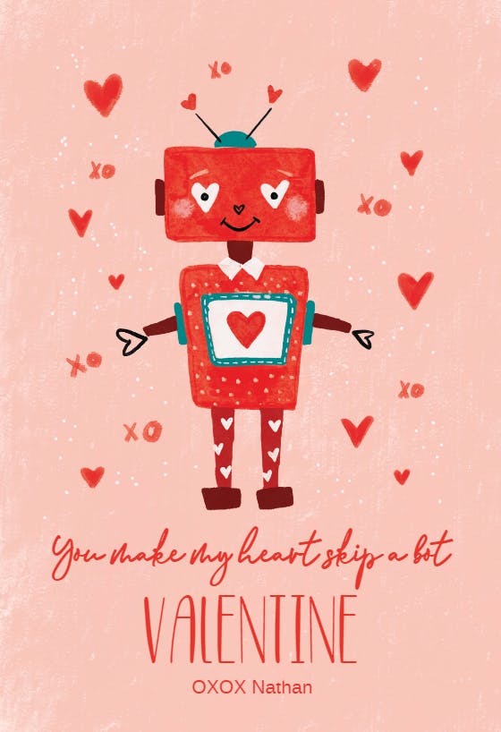 Valentine robot - tarjeta de san valentín