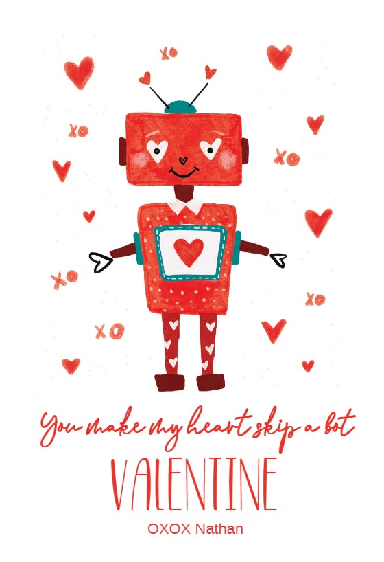 Valentine robot - valentine's day card
