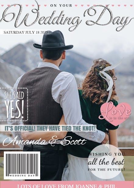 Wedding day magazine - wedding congratulations card