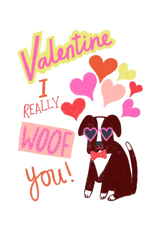 Woof you -  tarjeta de san valentín