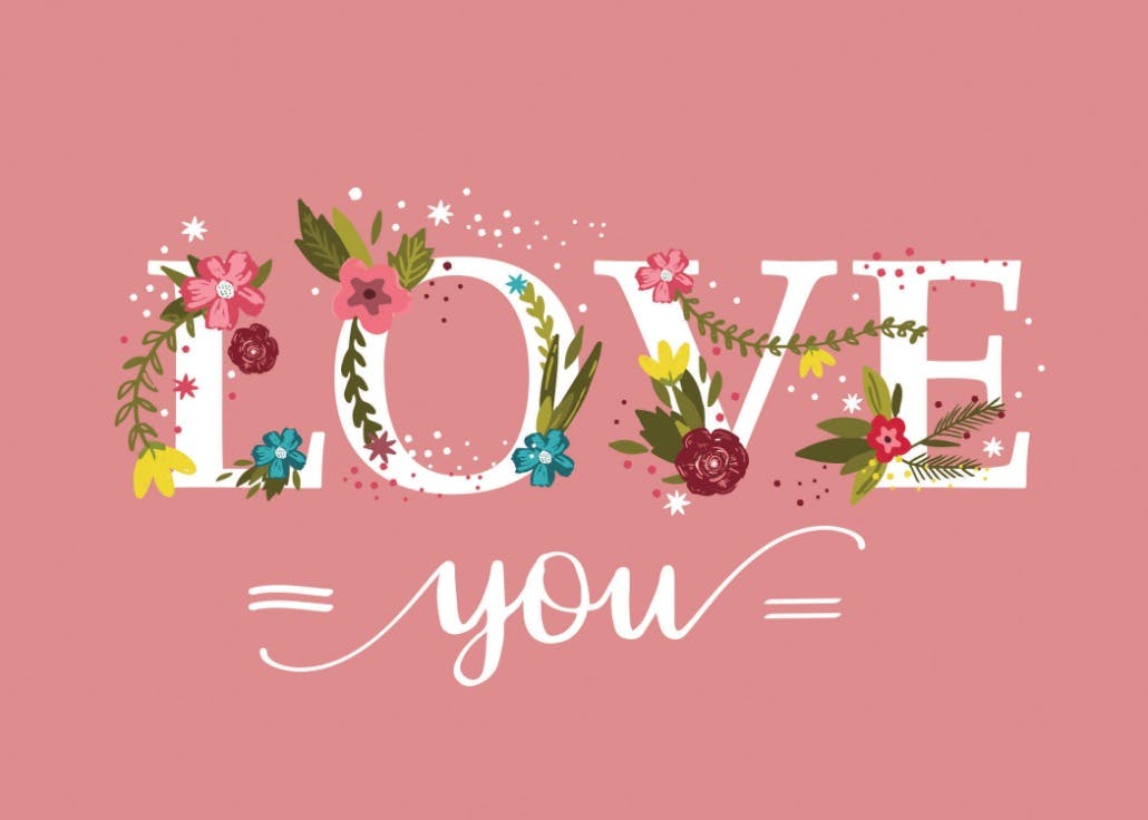 Botanical lettering - love card