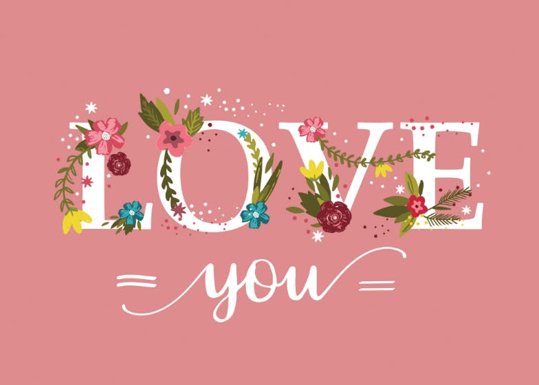 Botanical lettering - valentine's day card