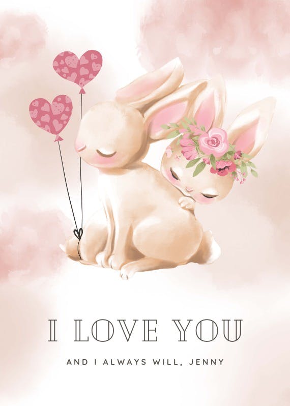 Bunnies in love - love card
