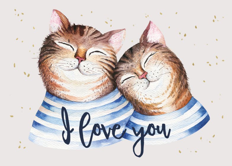 Cats in love -  free hugs card