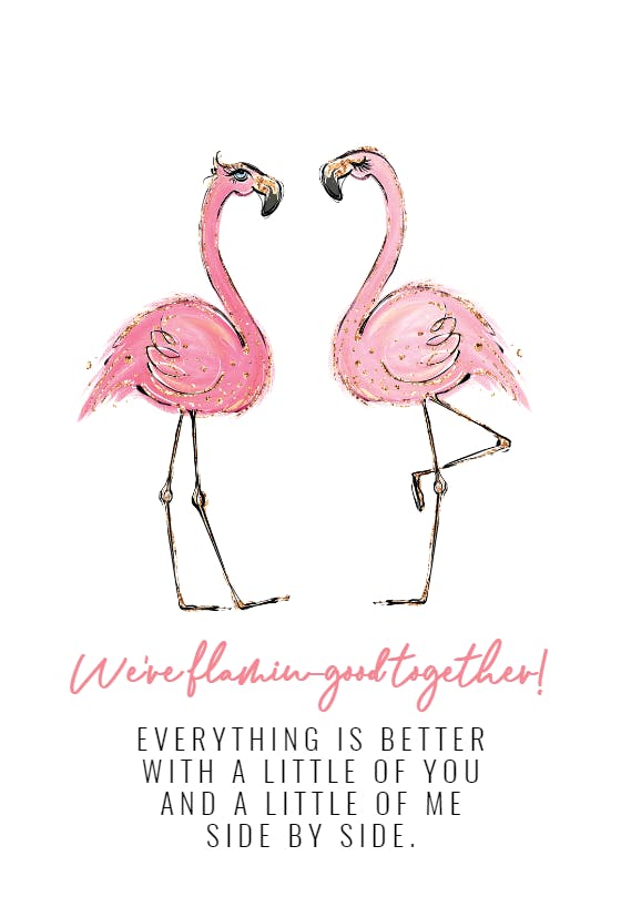 Flamingo couple - love card