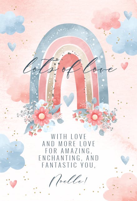 Floral rainbow clouds - Love Card