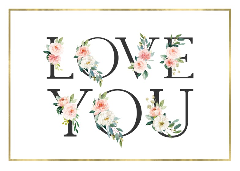 Frame and floral -  tarjeta de amor