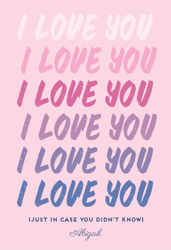 I love you -  free thinking of you card