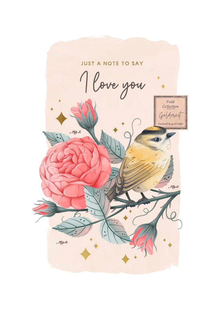 Love note floral - love card
