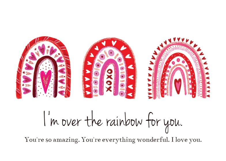 Love rainbow hearts - thinking of you card