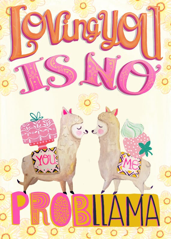 No probllama - anniversary card