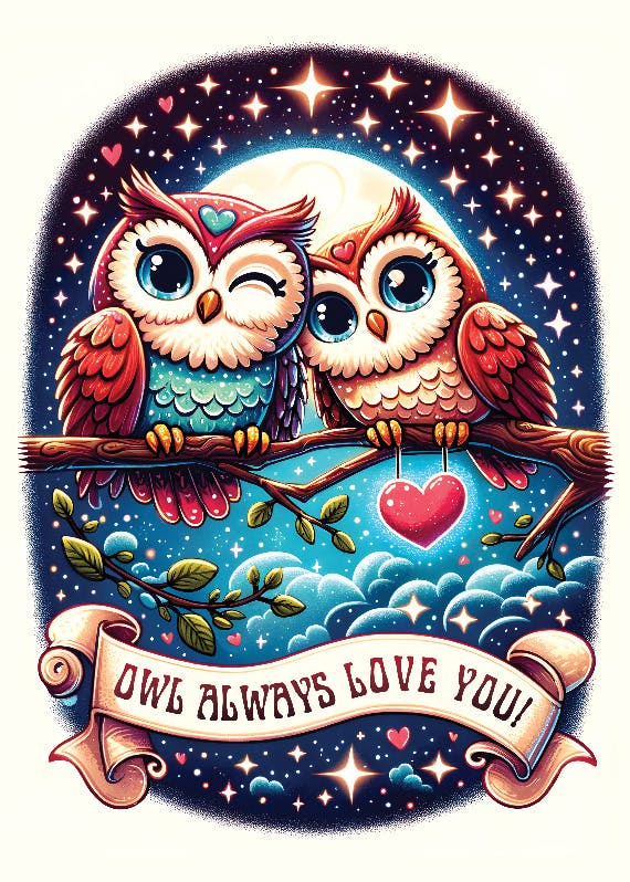 Owl love -  free thinking of you card