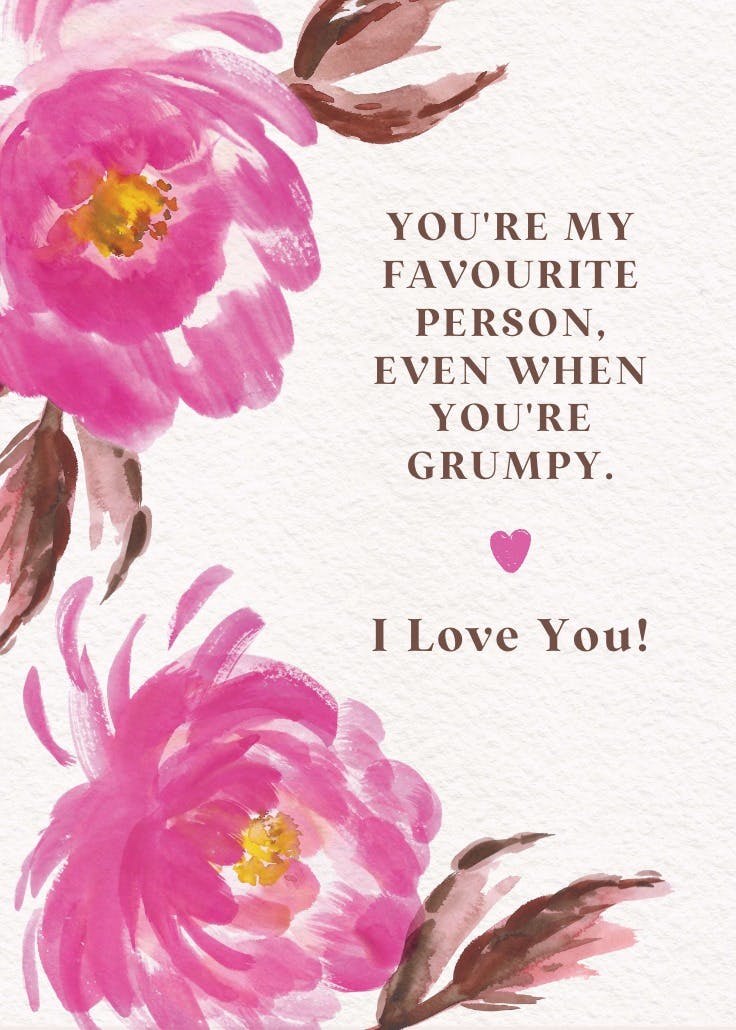 Painted peonies - thinking of you card