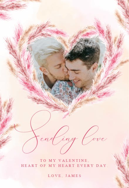 Pampas heart frame - Love Card