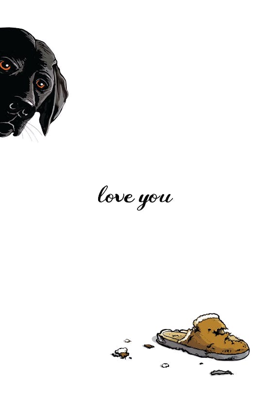 Peek a boo dog - valentine's day card