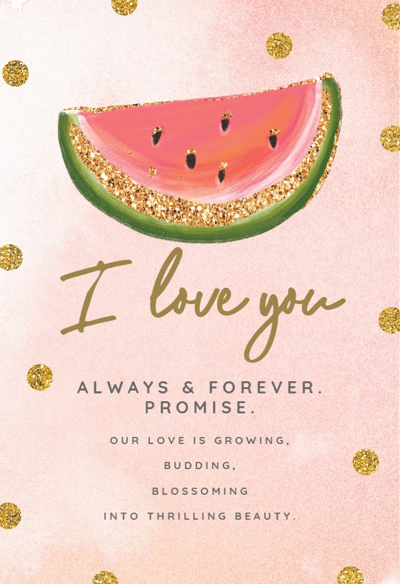 Pink and gold watermelon - love card