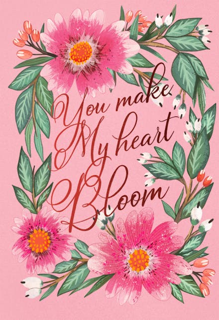 Pink flowers frame - Love Card