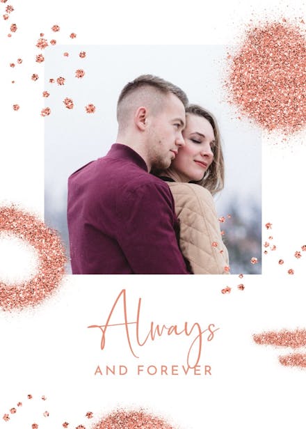 Pink glitter shapes - love card