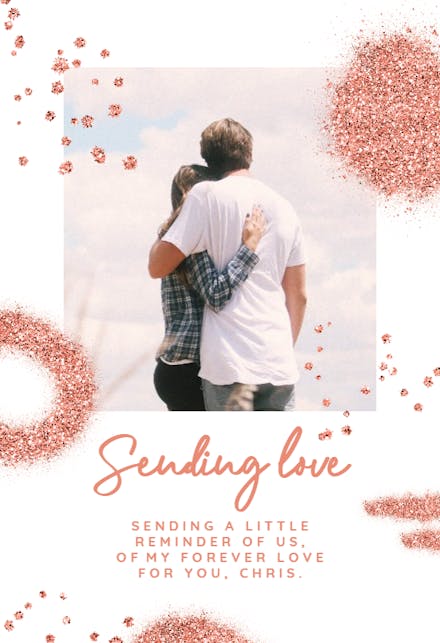 Pink Glitter Shapes - Love Card