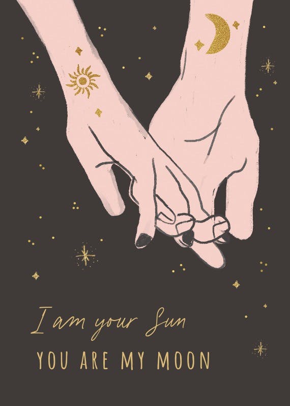 Sun and moon - tarjeta de amor