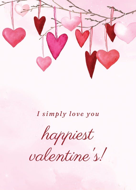 Valentine's day hanging hearts - tarjeta de amor