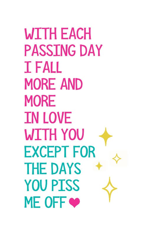 With each passing day - happy anniversary card