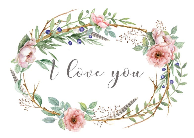 Woodland flower wreath - love card