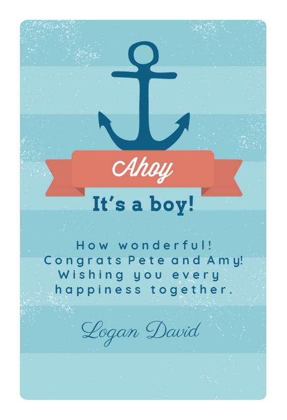 Ahoy Sailor Boy Baby Shower Invitation