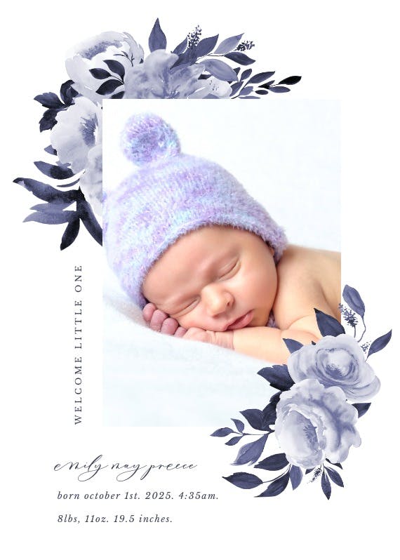 Antoiniette florals -  tarjeta de recién nacido