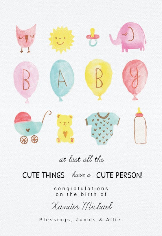 Baby basics - baby shower & new baby card