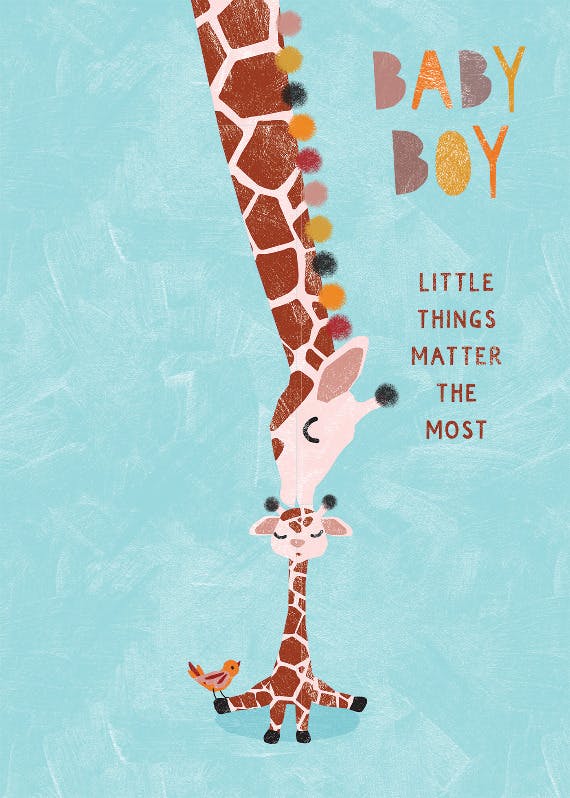 Baby boy giraffe -  tarjeta de recién nacido
