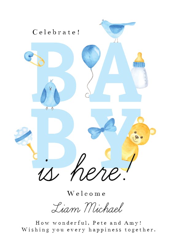 Baby decor -  baby shower & new baby card