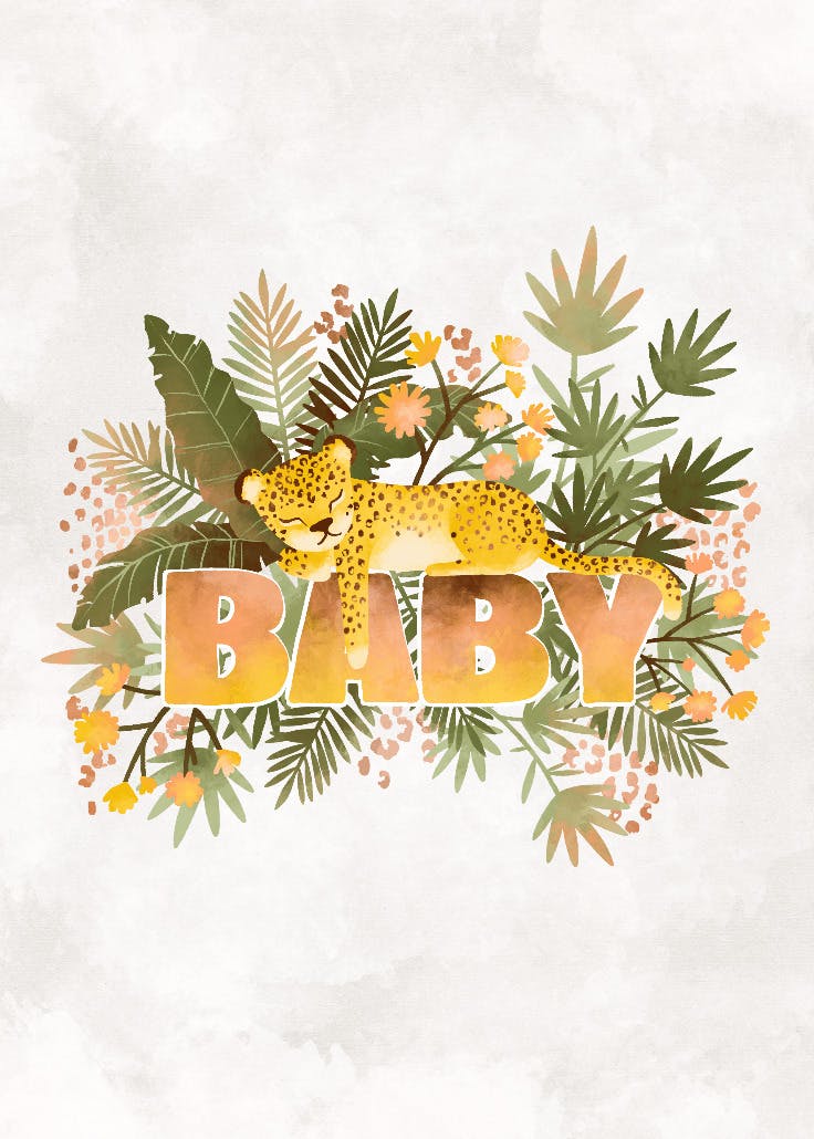 Baby leopard - baby shower & new baby card