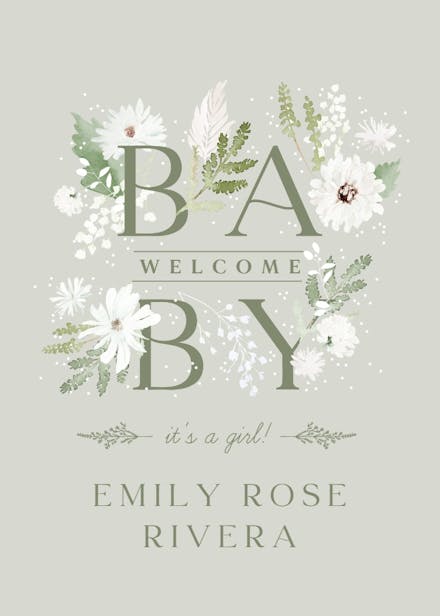Baby winter blooms - baby shower & new baby card