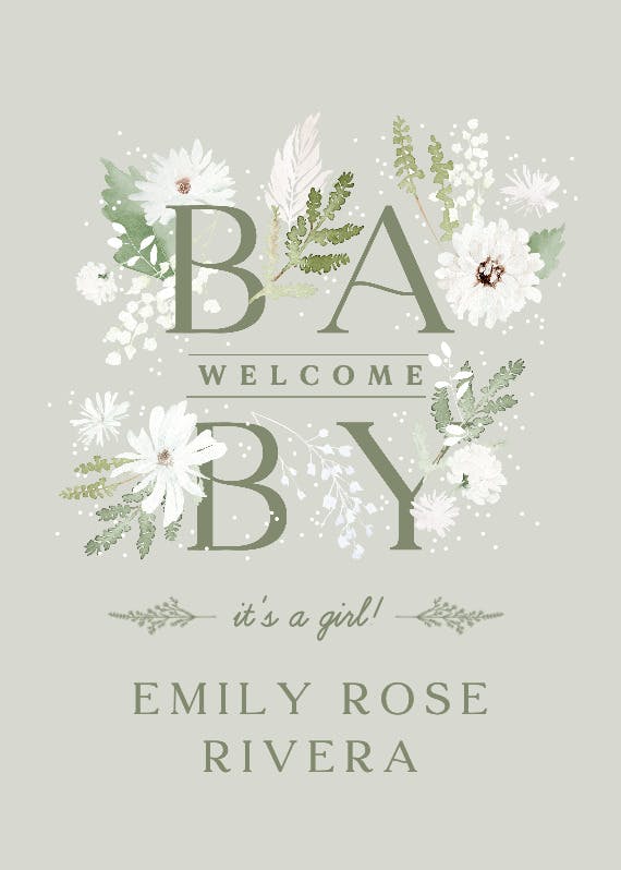 Baby winter blooms -  baby shower & new baby card