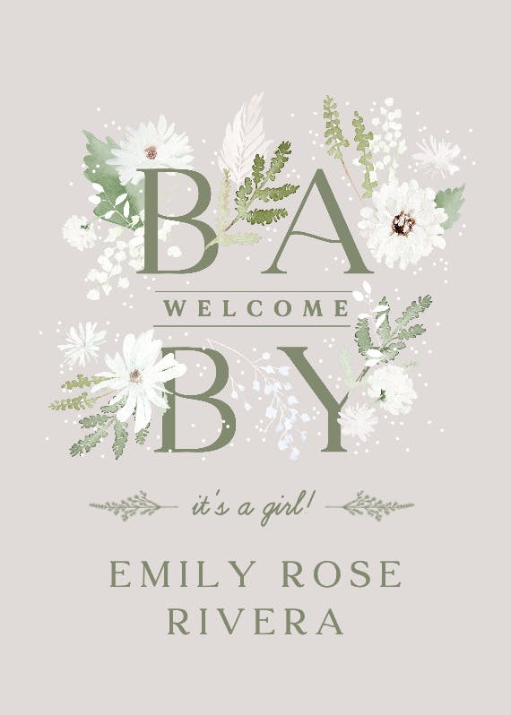Baby winter blooms -  baby shower & new baby card