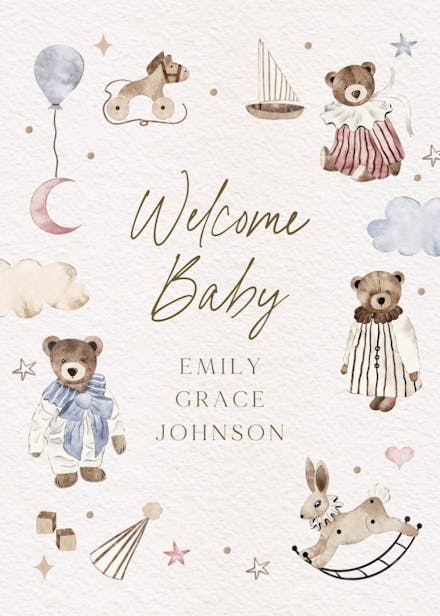 Beary sweet - baby shower & new baby card