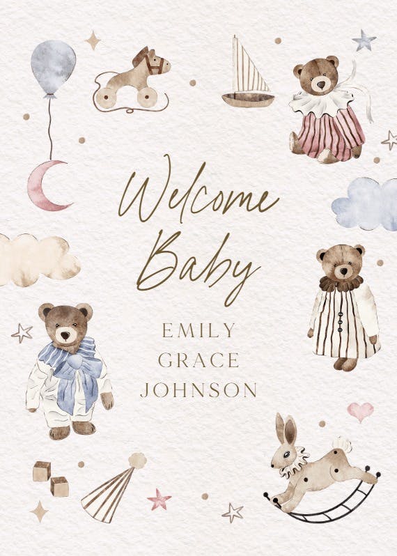 Beary sweet -  tarjeta de recién nacido