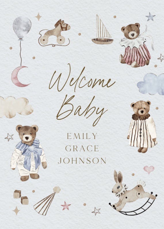 Beary sweet -  baby shower & new baby card