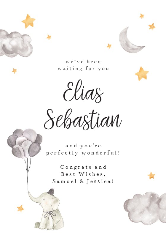Blissful balloons -  baby shower & new baby card