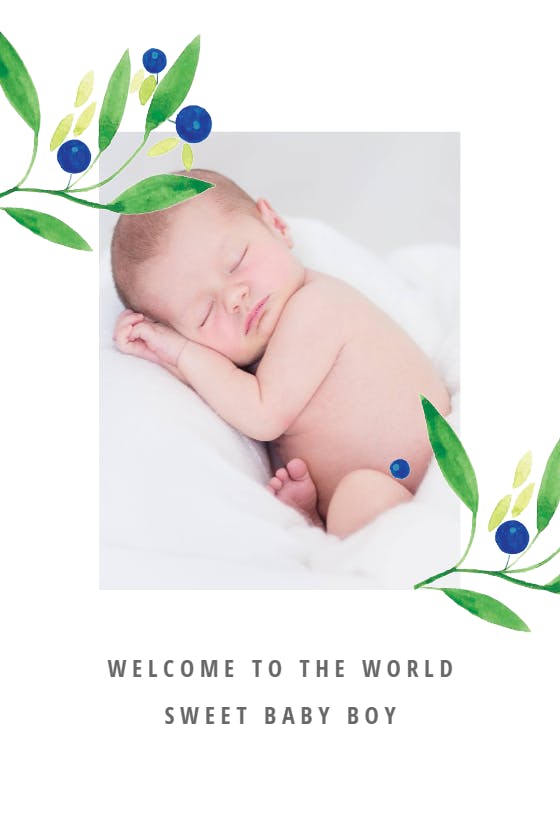 Blueberry fields -  tarjeta de recién nacido