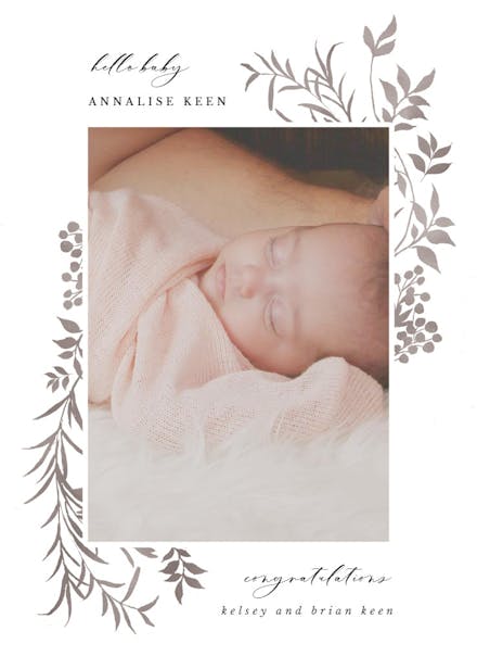 Botanical mood - baby shower & new baby card