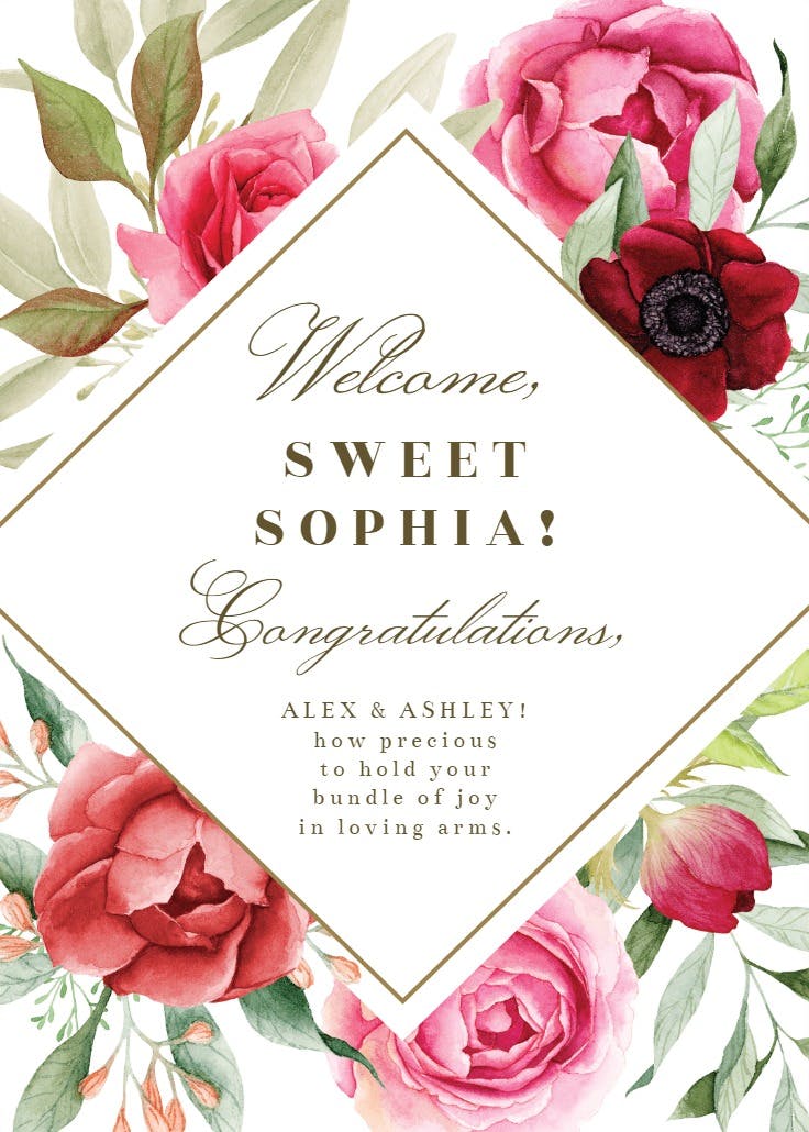 Bountiful bouquet - baby shower & new baby card