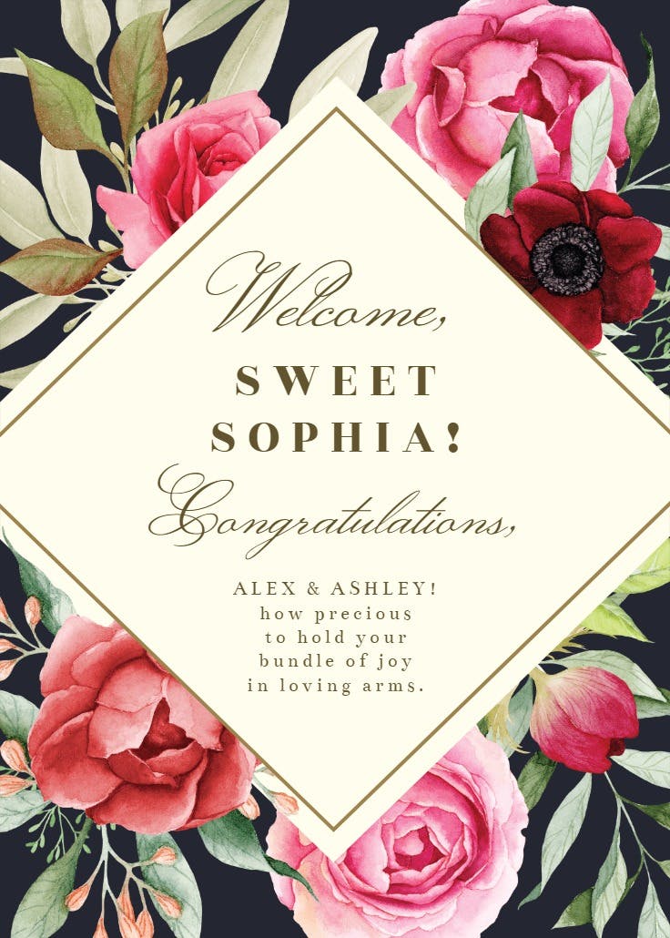 Bountiful bouquet - baby shower & new baby card